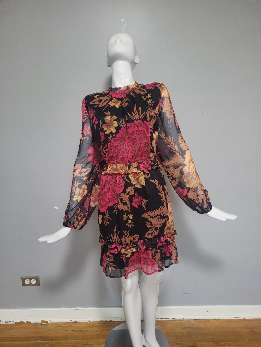 Anthropologie Porridge Puff-Sleeved Floral Mini Dress, BNWT, Size XL - Picture 2 of 11